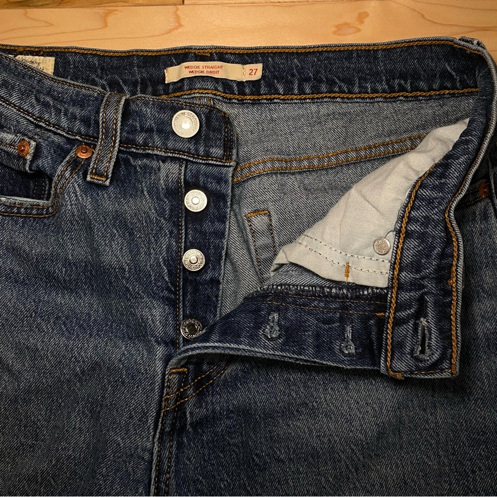 💙 LEVI’S Blue Denim Jeans Classic Wedgie Straight Streetwear - Picture 4 of 10